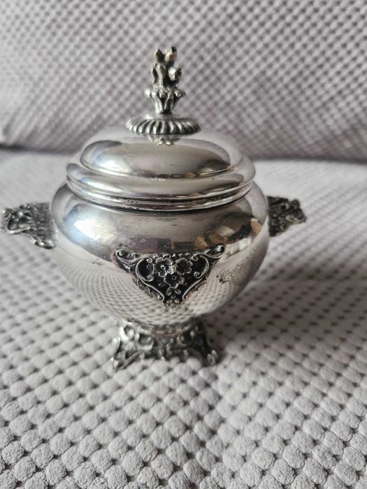 zabytkowy zestaw ze srebra,patera cukiernica łyżeczka,zestaw,próba 800