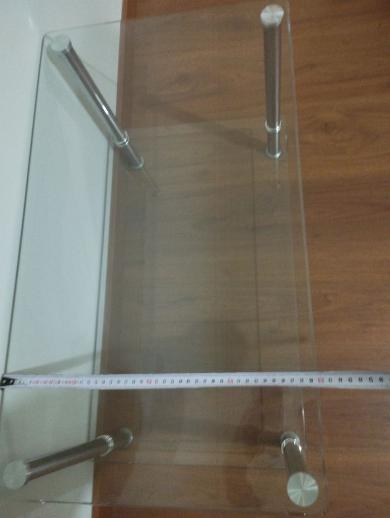 Mesa de Centro em Metal Cromado e Vidro