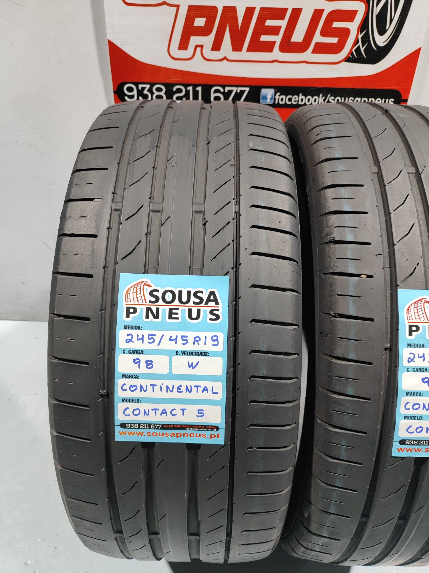 2 pneus semi novos 245-45R19 Continental - Oferta dos Portes