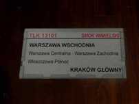 Tablica relacyjna pociągu TLK Smok Wawelski