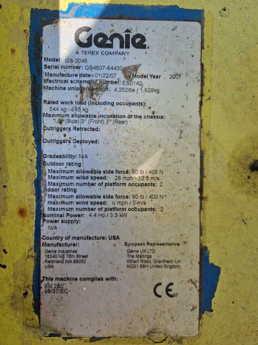 Elektryczny podnośnik nożycowy Genie GS 2046 rok 2007