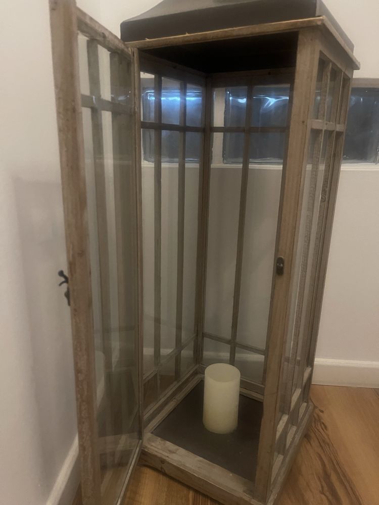 Lanterna boho madeira e metal