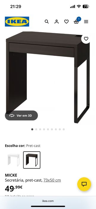 Secretária Micke Preta em Bom estado