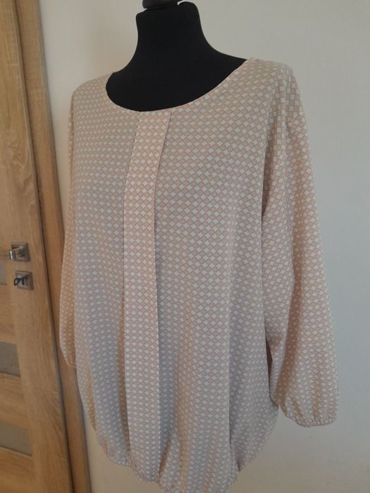 Koszula XXXL 46 Kremowa w pudrowe wzorki XXXL 46
