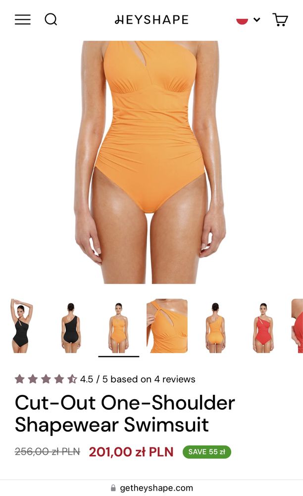 Nowy modelujący kostium kąpielowy Heyshape – pomarańczowy, rozmiar S