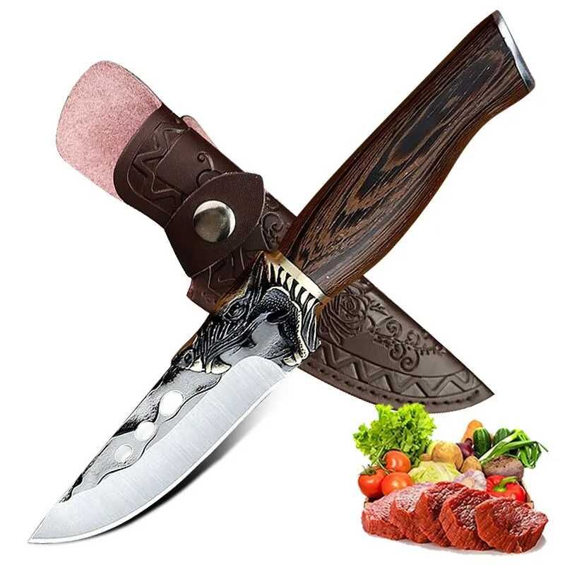 Нож кухонный для разделки мяса / овощей/ фруктов + чехол кожа
