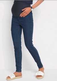 BONPRIX elastyczne granatowe jeansowe spodnie ciążowe r. 42