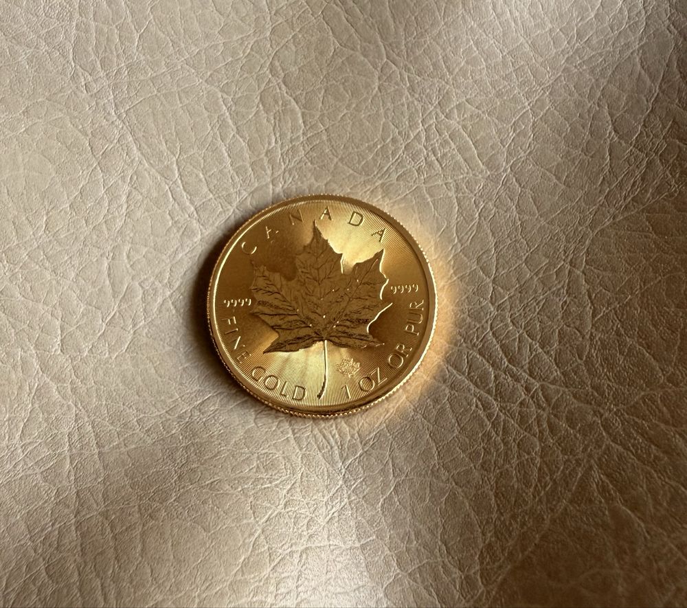 Moeda de ouro 1 onça (OZ) Canadá Maple Leaf (31,10gr ouro fino)