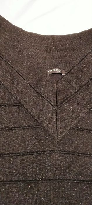 Czarny błyszczący dzianinowy top Orsay S/M stan bardzo dobry