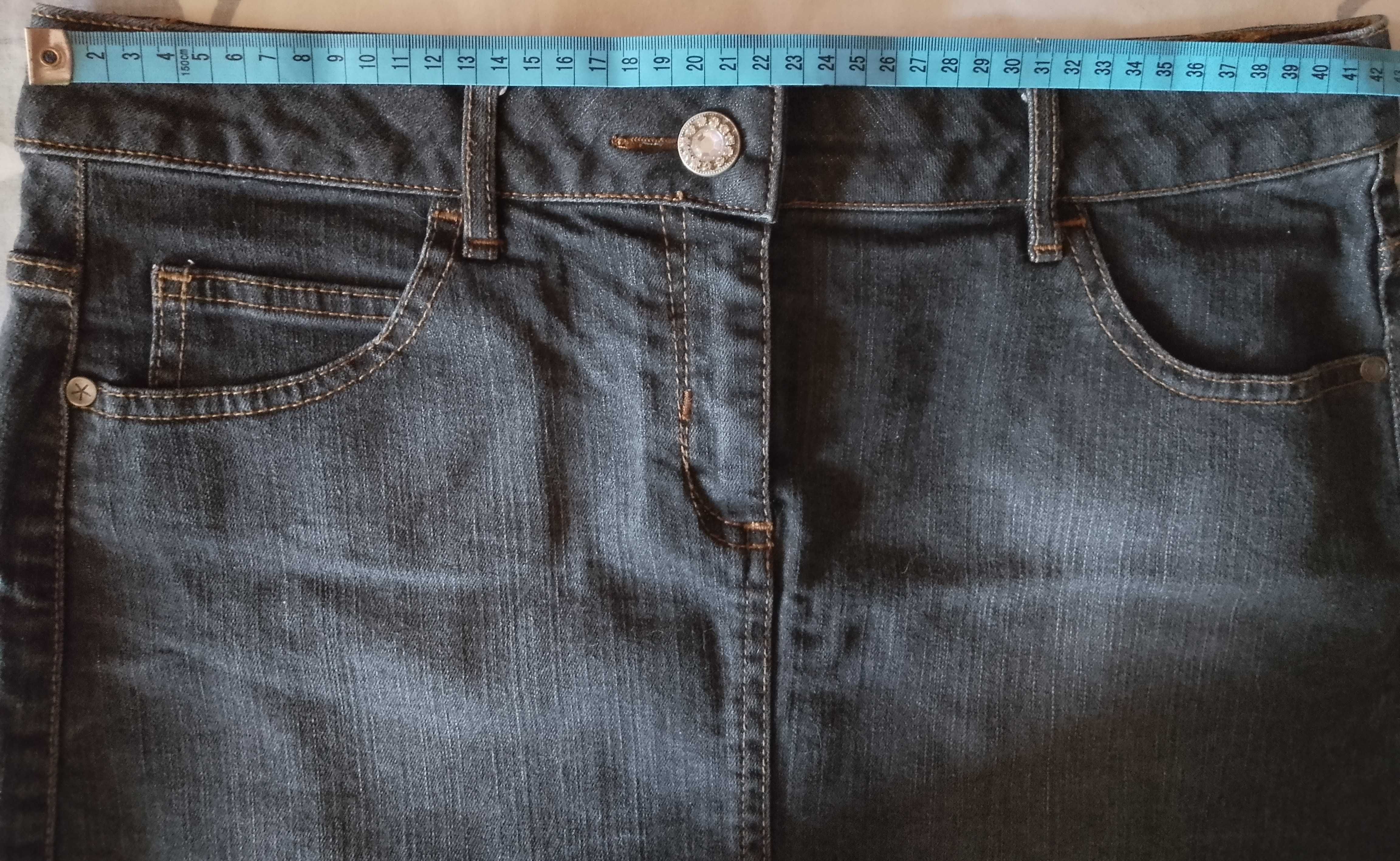 Spódnica jeansowa mini rozm. 12/40 przecierany jeans