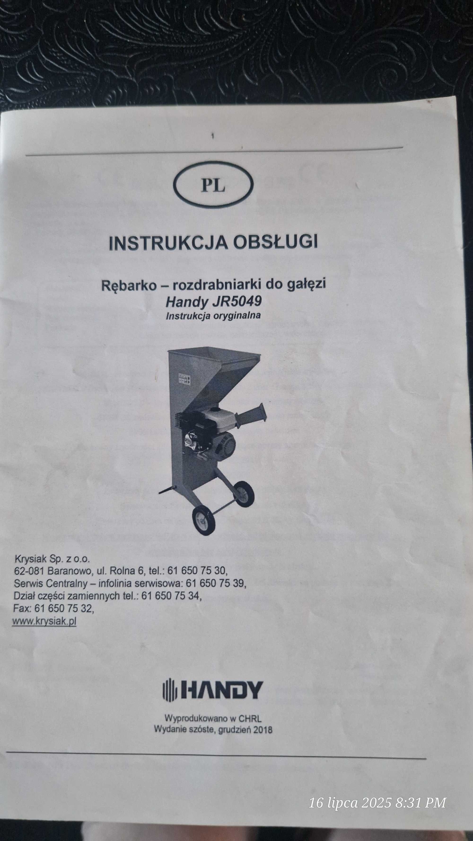 Rozdrabniarka do galezi spalinowa Handy JR5049