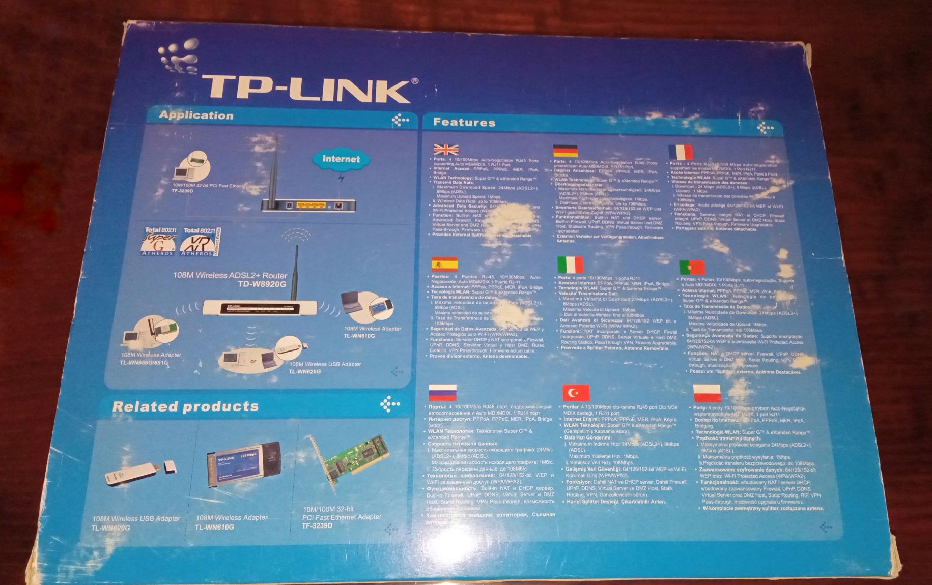 Модем роутер бездротовий TP-LINK ADSL2 WiFi модель TD-W8920G 108М