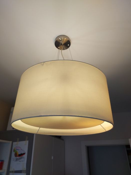 Lampa wisząca sypialnia salon beżowa abażur 50 cm - Zuma Line Cafe