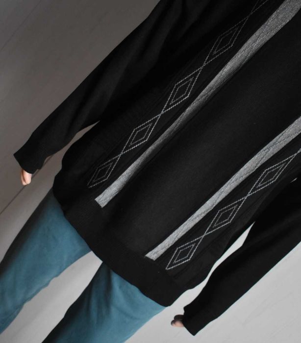 Sweter XL retro vintage czarny dzianinowy męski serek lata 90 sweterek