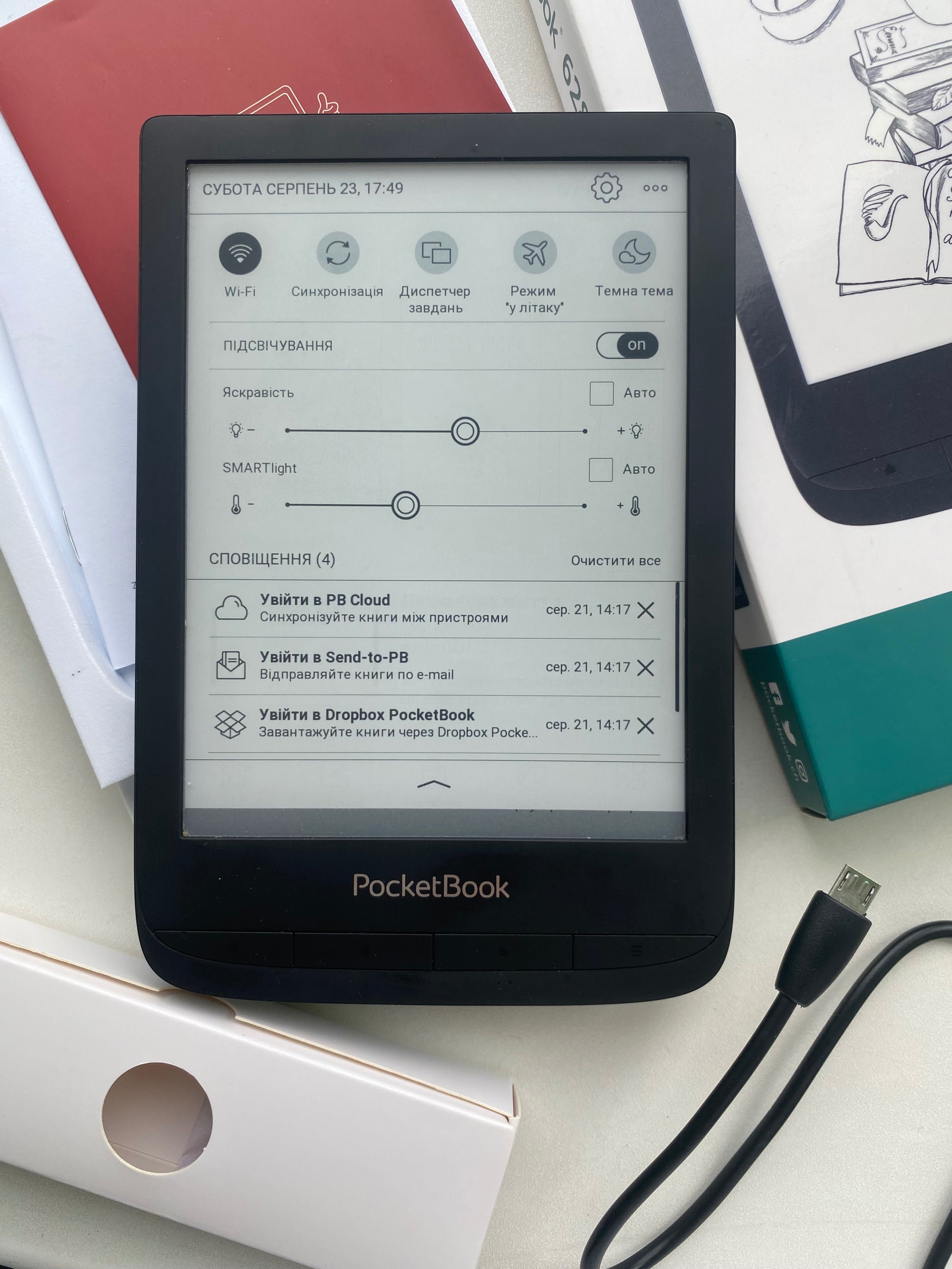 Електронна книжка PocketBook 628 Wi-Fi 6ʼʼдюймів сенсор підсвітка нова