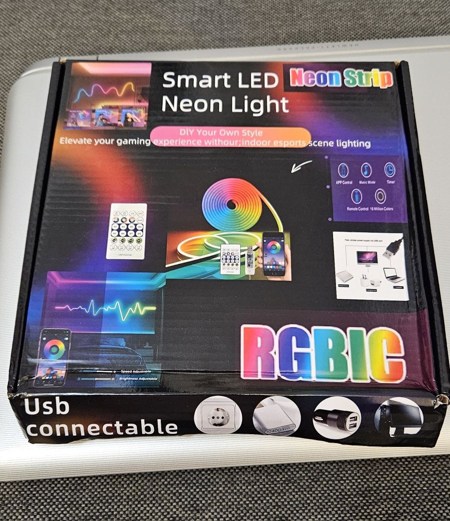 Neon LED 3 metry Rgbic USB pilot aplikacja