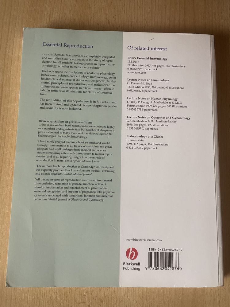 Essential Reproduction (5th Edition, Johnson & Everitt)