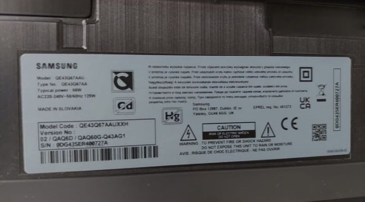 TV Samsung QE 43" QLED Q67A 4K UHD DVB-T2 smartTV