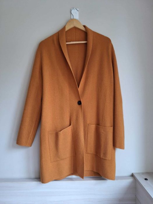 Sweter płaszczowy Camaïeu karmelowy L