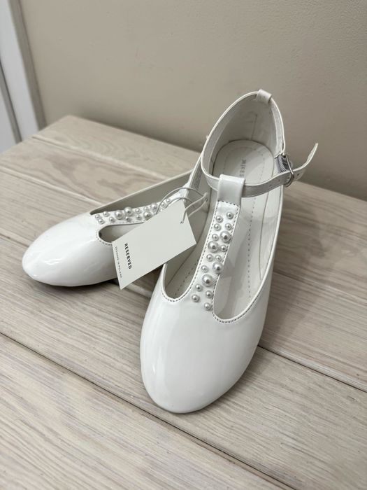 Buty baleriny białe lakierki lakierowane komunijne na komunię 36