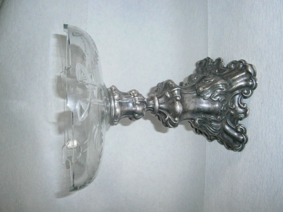 Patera , srebro - szkło , Austria , wys. ok. 20 cm.