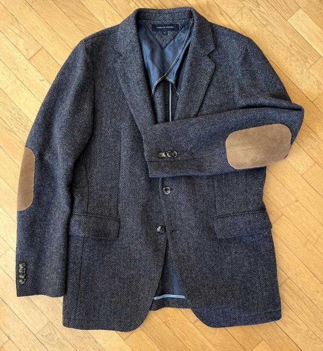 Tommy Hilfiger S - M Твідовий Піджак з Налокотниками Блейзер шерстяний