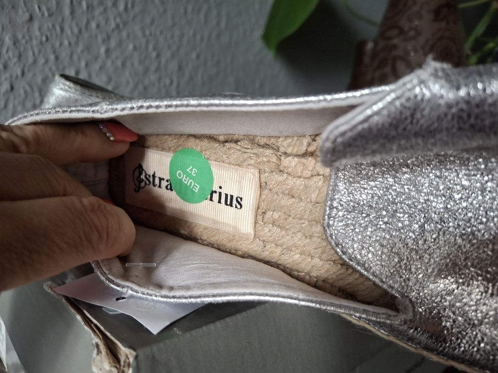 Stradivarius  srebrne espadryle damskie 36
