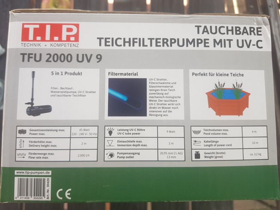 Pompa filtrująca do stawu TIP z UV-C pompa basenowa