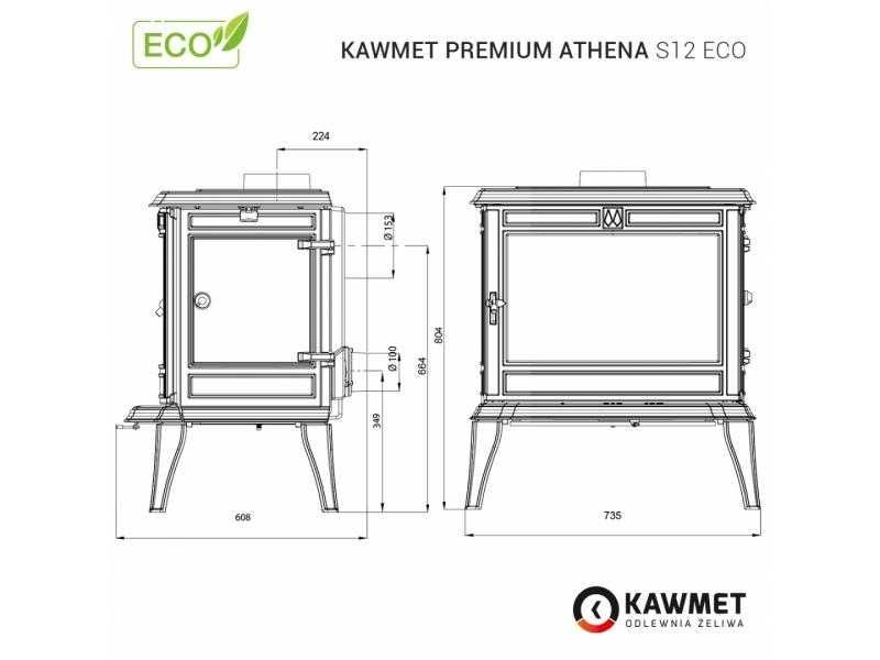 Żeliwny piec wolnostojący KAWMET Premium ATHENA S12 ECO, EKOPROJEKT