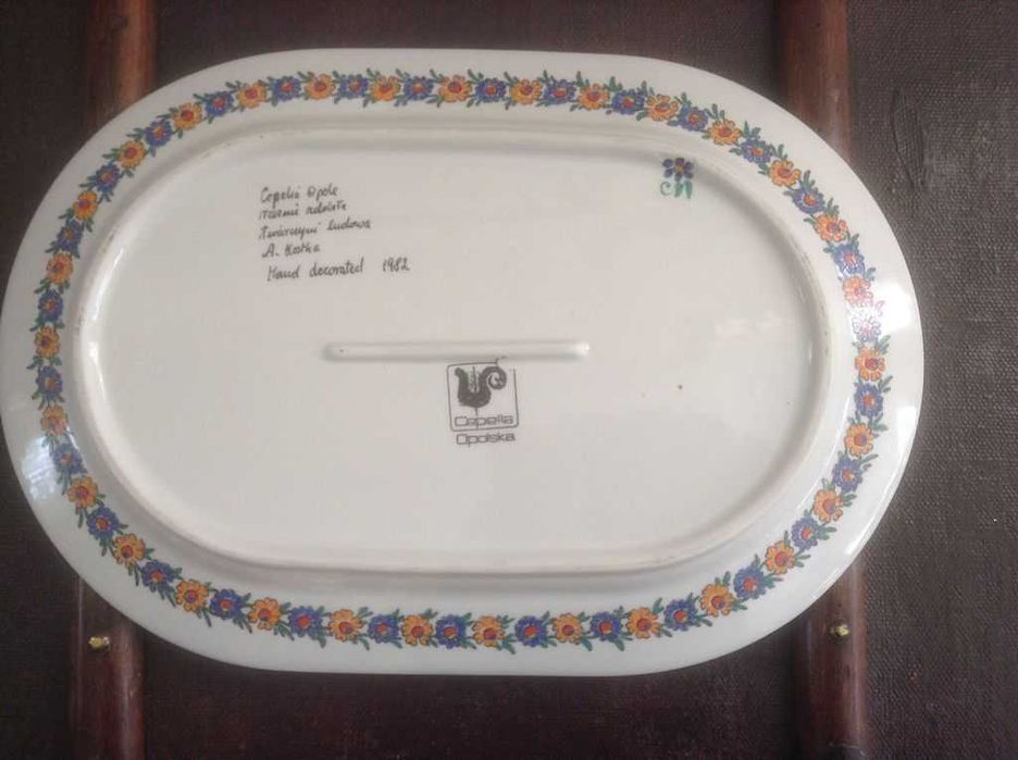 Półmisek porcelanowy dwustronnie malowany Cepelia Opolska 1982r.