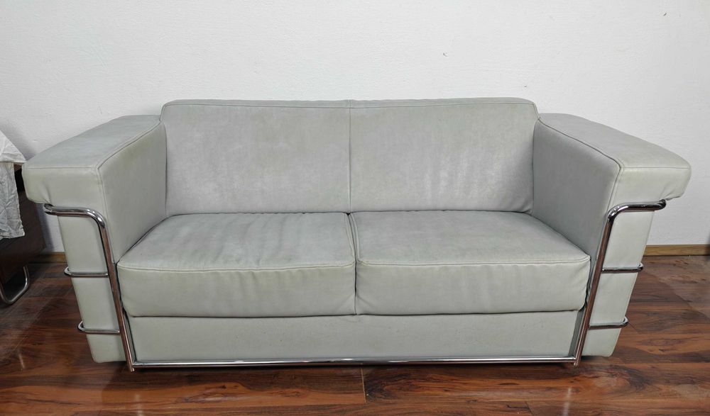 Komplet wypoczynkowy sofa fotel chrom LC2 le corbusier Bauhaus Modern