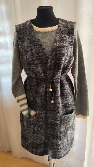 Długi bezrękawnik wełna moher