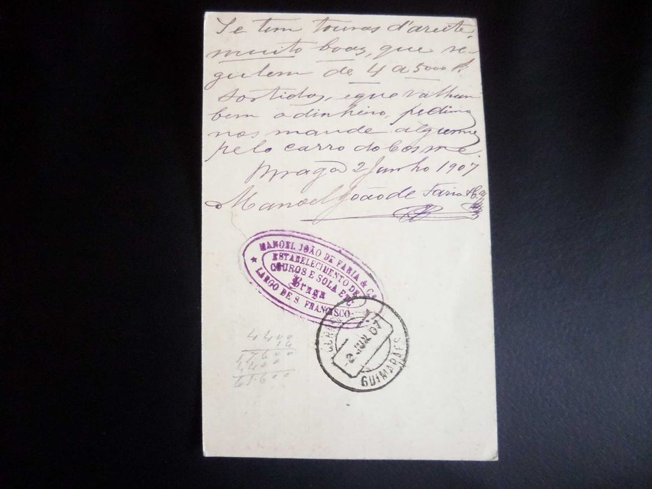Bilhete Postal  10  Reis , ano 1907