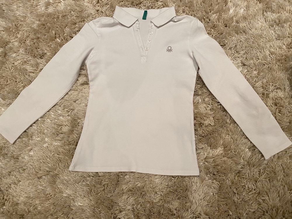 Белая рубашечка (поло)на девочку Benetton
