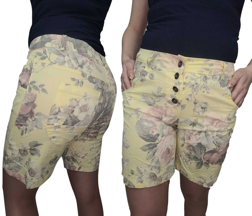 Włoskie spodenki z guzikami dłuższa nogawka r. L