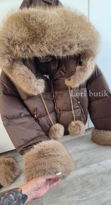 Najnowszy model softy bomberka mega futro obszycie pompony lis jenot