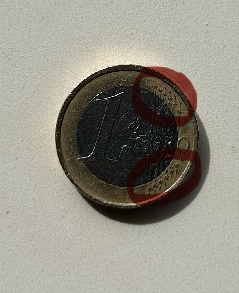 Moeda 1 Euro com defeito estrelas duplas