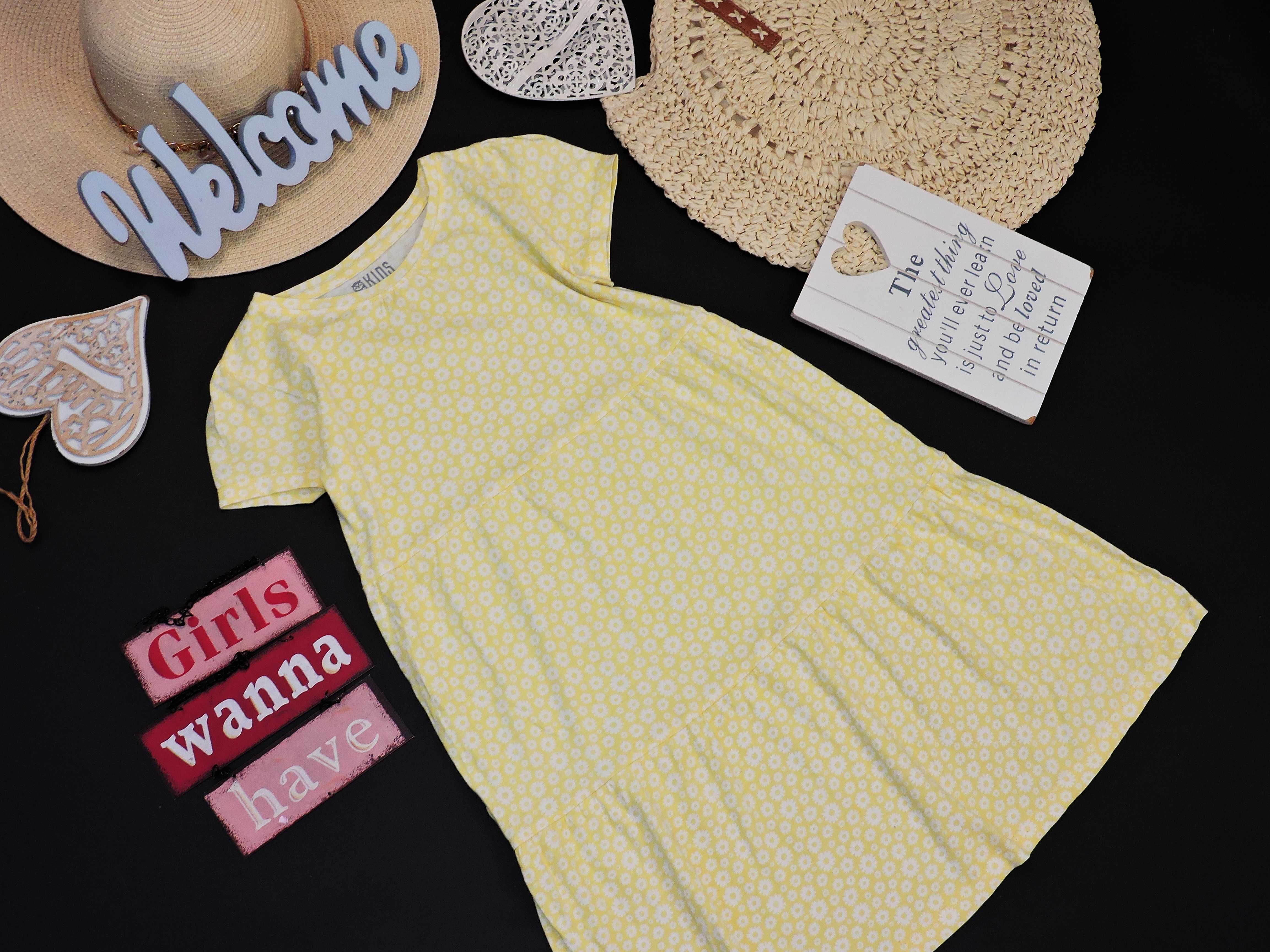 Kids - bawełniana sukienka stokrotki r 122/128