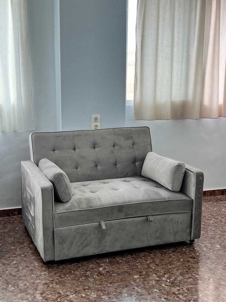 Sofá-cama cinzento novo - portes grátis