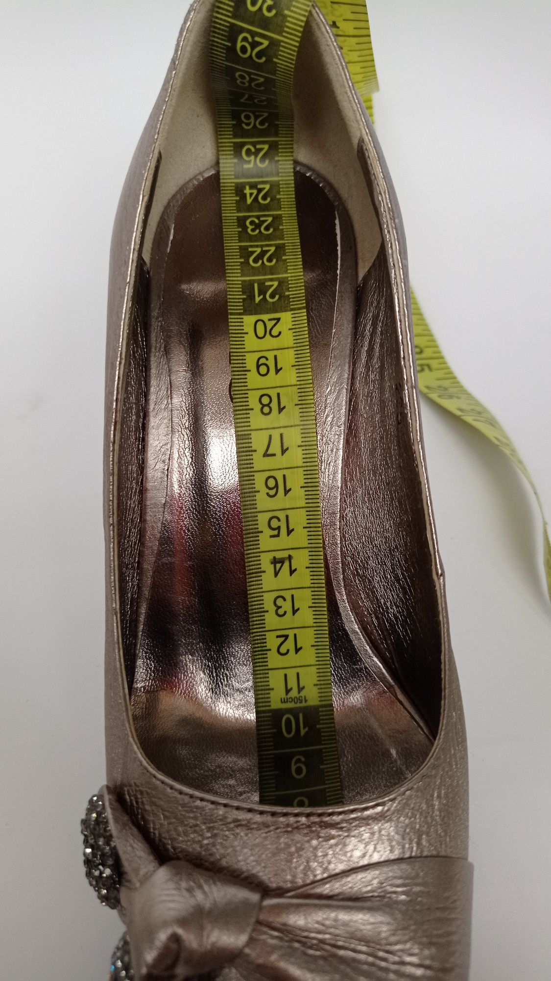 Жіночі туфлі на каблуку бронзові (р 38 - 24.5 см)