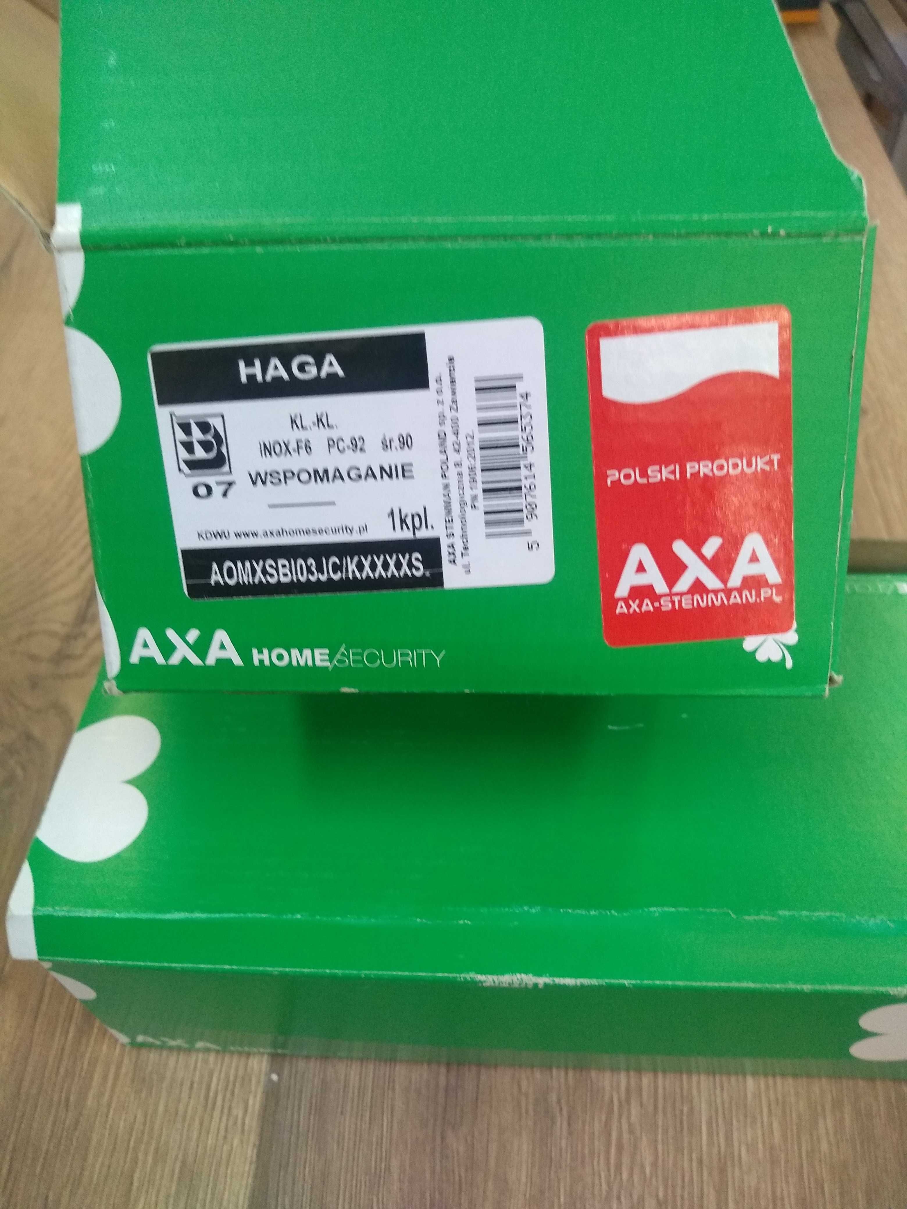 Klamka zewnętrzna i szyld AXA Haga Inox 90mm