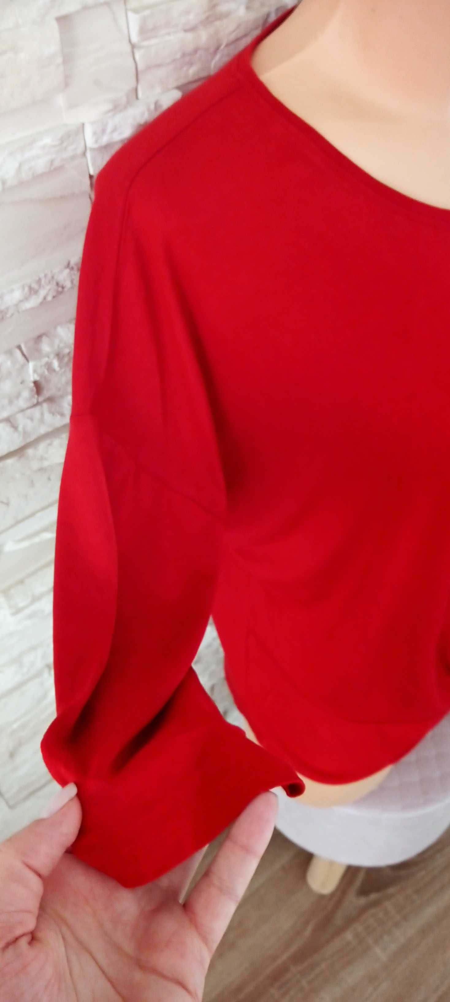 Bluzka z rękawem 3/4 damska czerwona wiskoza L40 New Look