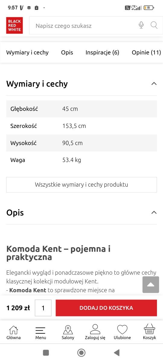 Komoda KENT z BRW