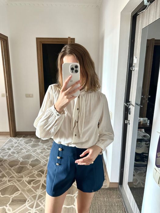 Женская рубашка льняная Mango сорочка лляна жіноча классика