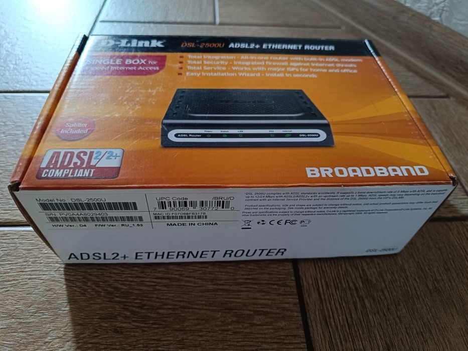 Роутер, Маршрутизатор DSL-2500U Single Port ADSL2+ Router (DSL-2500U)