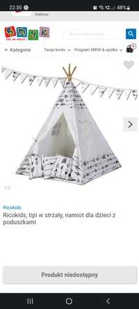 NOWY Tipi namiot dla dzieci Ricokids, z poduszkami i girlandą