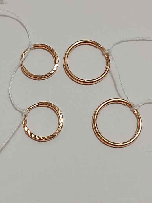 Золотые серьги- кольца 585 пробы.