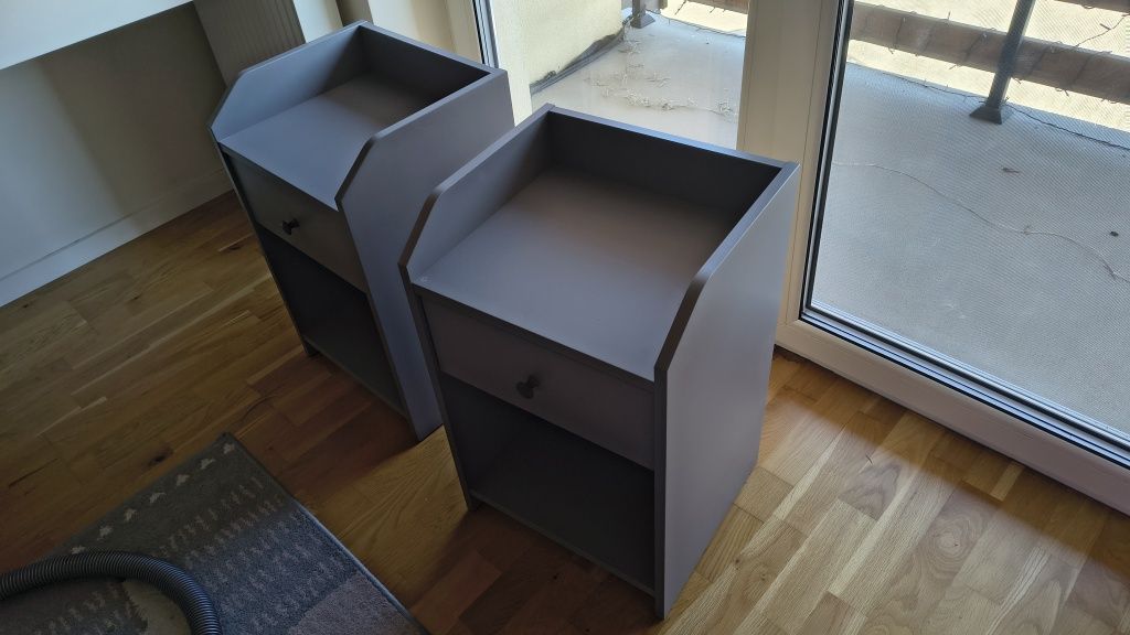IKEA Hauga stolik nocny szary 2 sztuki.