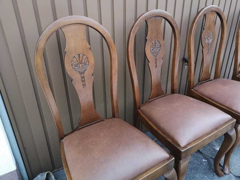 Krzesła Dębowe Stare Antyk Komplet 4 Sztuk Po Renowacji.
