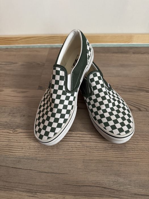 Vans Slip-On Checkerboard зелені 39 оригінал, сліпони ванс в клітинку